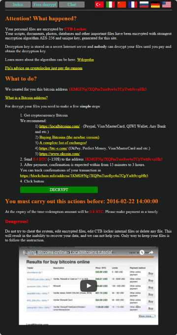 Erpressungs-Trojaner CTB-Locker befällt massiv Webserver